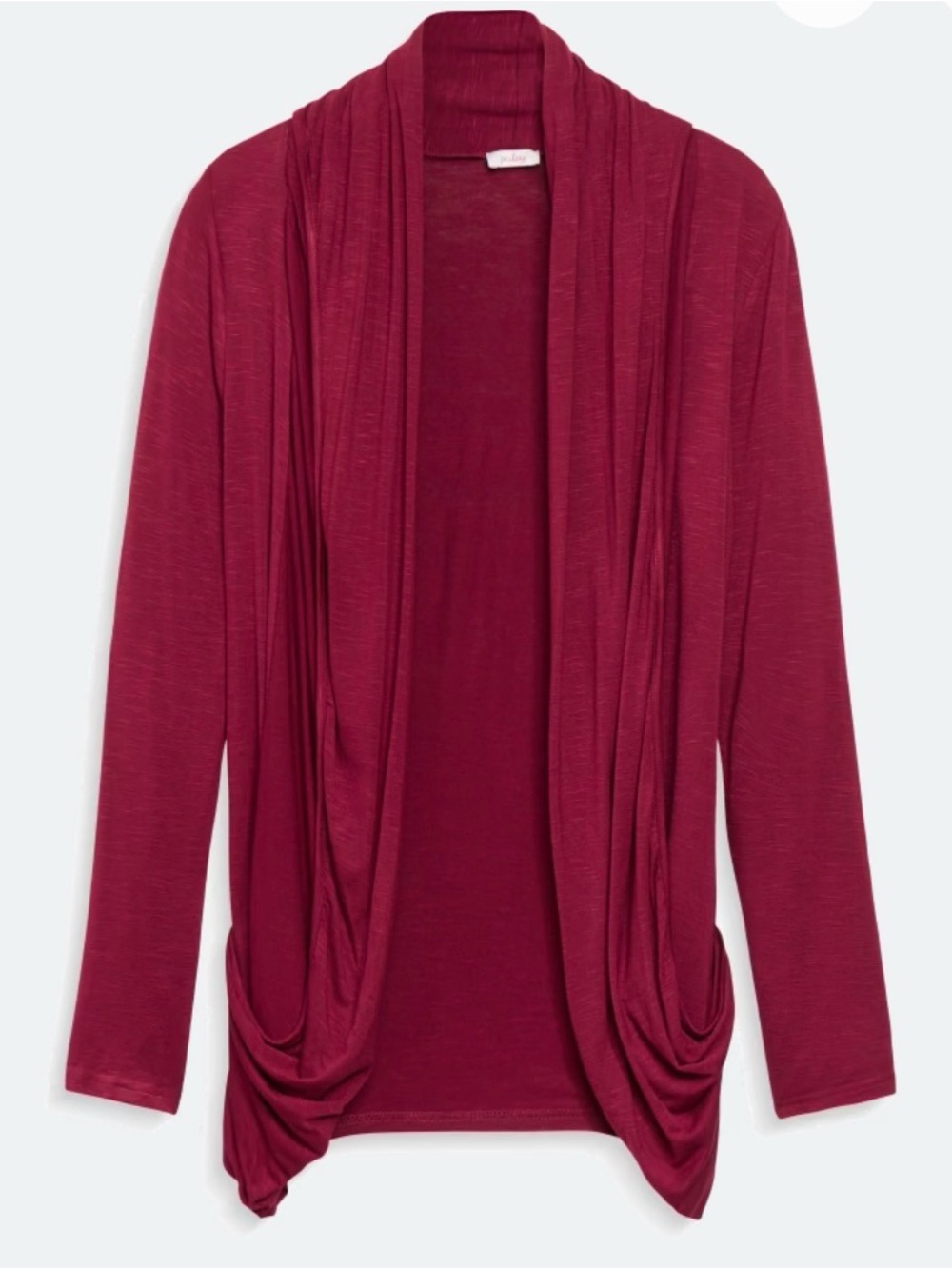 Pixley Burgundy Draped Open Cardigan